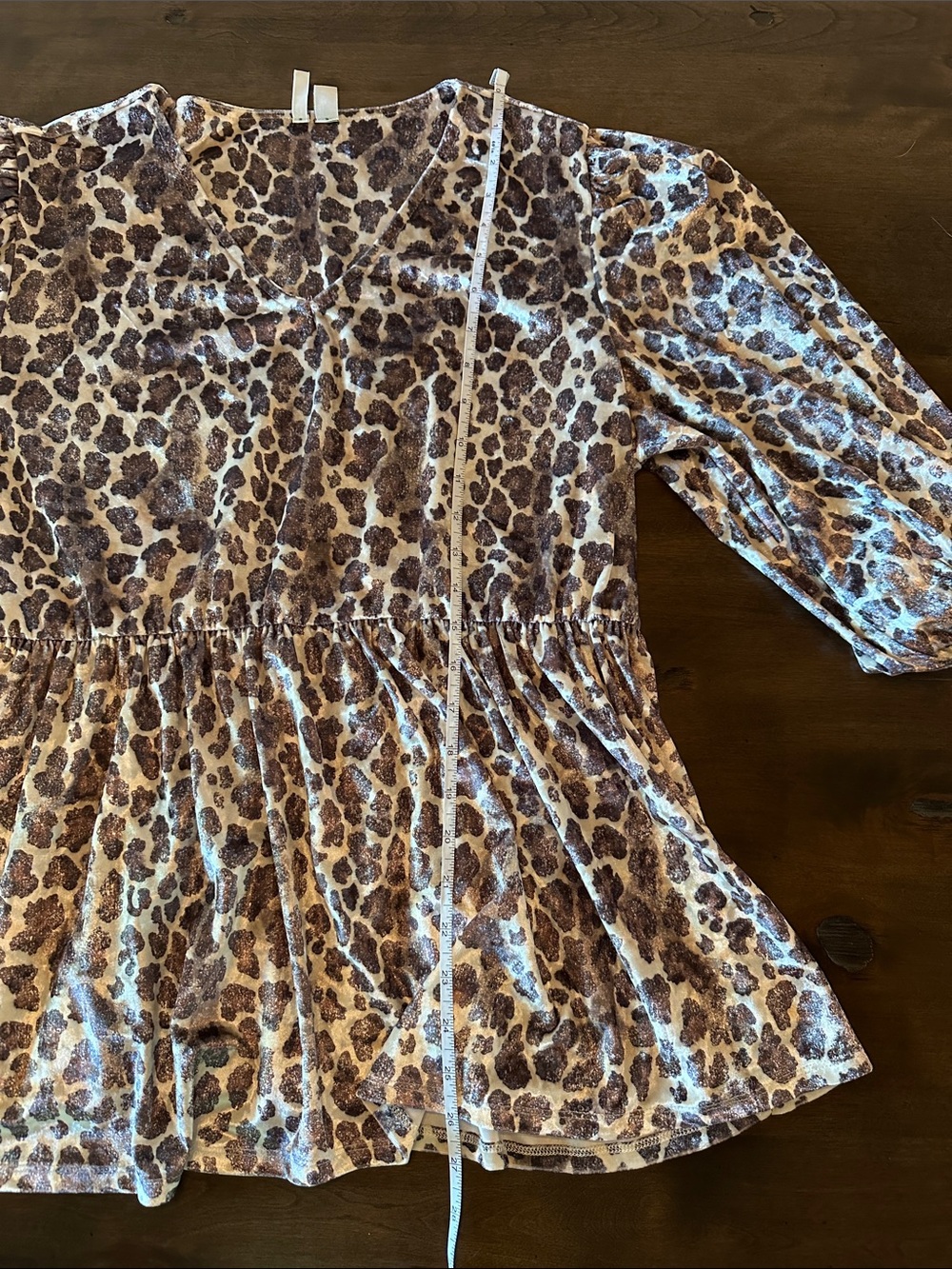 Cato Brown & White Leopard-Print V-Neck Velvety Tunic Top Size XL - Picture 15 of 15